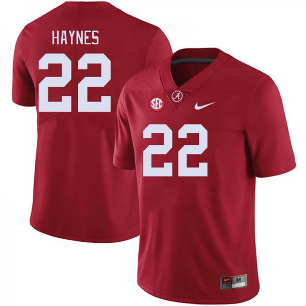 Men's Alabama Crimson Tide NCAA Crimson Justice Haynes #22 College Football Jersey