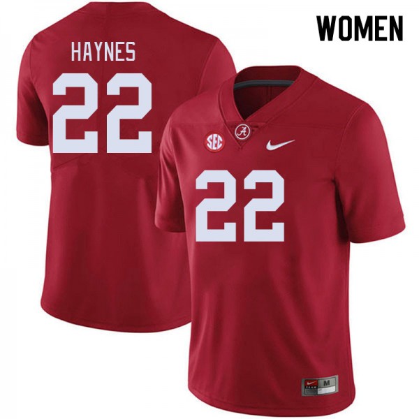 Womens Alabama Crimson Tide University Crimson Justice Haynes #22 College Football Jersey