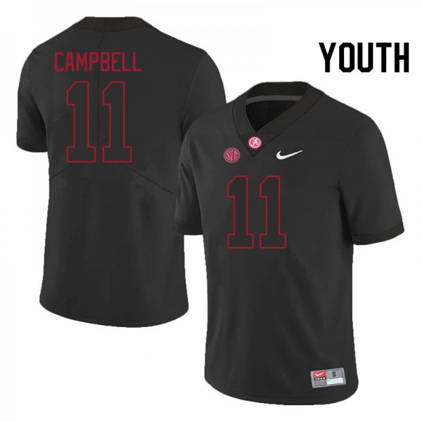 Youth Alabama Crimson Tide Embroidery Blackout Jihaad Campbell #11 College Football Jersey