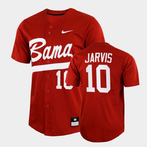 Men's Alabama Crimson Tide College Baseball Crimson Jim Jarvis #10 2022 Full-Button Jersey 236740-668