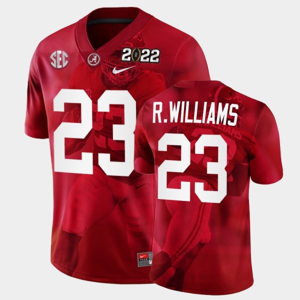 Men's Alabama Crimson Tide College Football Crimson White Roydell Williams #23 2022 National Championship Decisive Highlights Jersey 529517-158