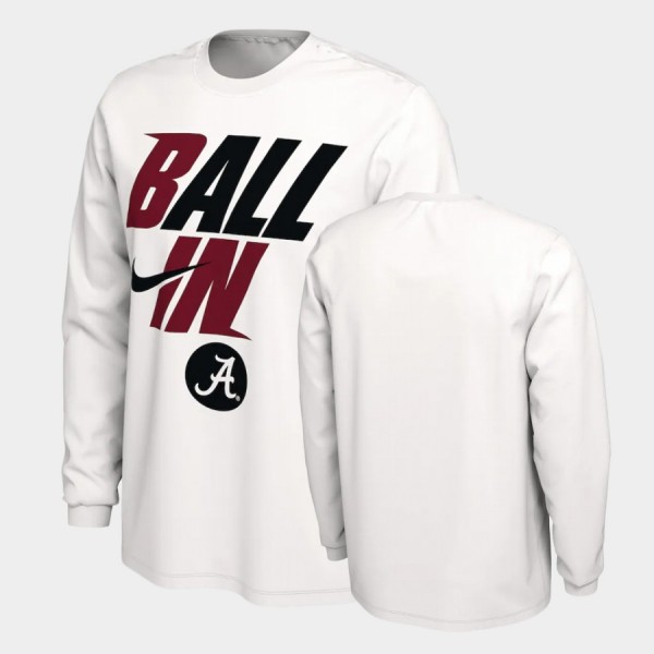 Men's Alabama Crimson Tide Ball In Bench White Long Sleeve T-Shirt 359985-708
