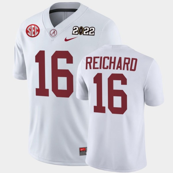 Men's Alabama Crimson Tide College Football White Will Reichard #16 2022 National Championship Jersey 523784-838