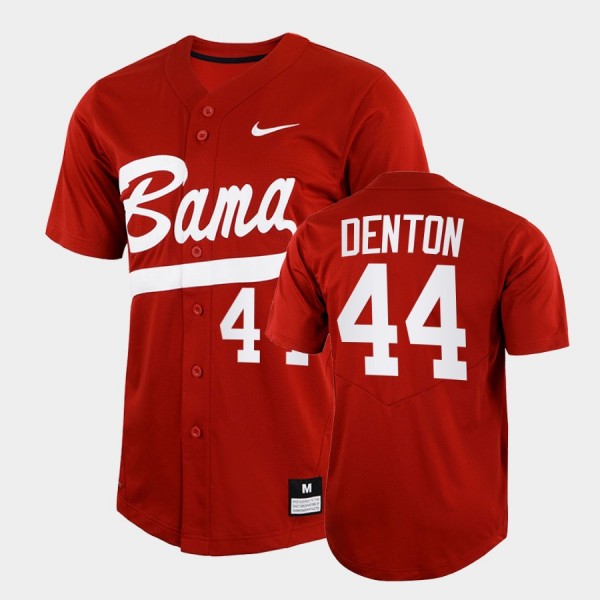 Men's Alabama Crimson Tide College Baseball Crimson Zane Denton #44 2022 Full-Button Jersey 828425-851
