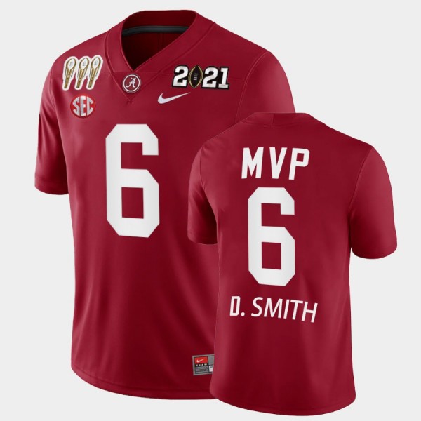 Men's Alabama Crimson Tide 3X CFP National Championship Crimson DeVonta Smith #6 MVP Jersey 486825-634