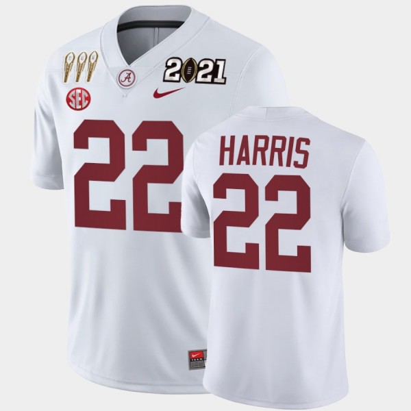 Men's Alabama Crimson Tide 3X CFP National Championship White Najee Harris #22 Winner Jersey 583842-205