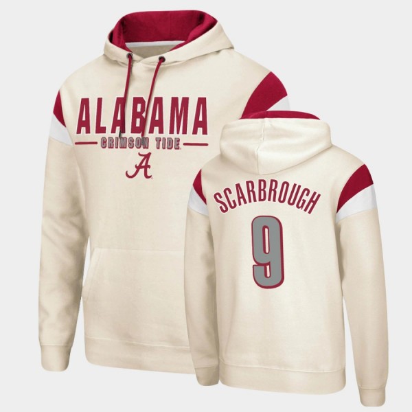 Men's Alabama Crimson Tide Fortress Cream Bo Scarbrough #9 Pullover Hoodie 349782-736