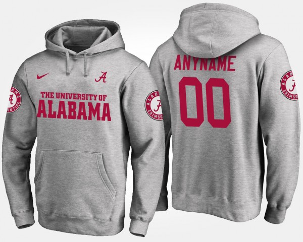 Men's Alabama Crimson Tide Name and Number Gray Custom #00 Hoodie 730032-797