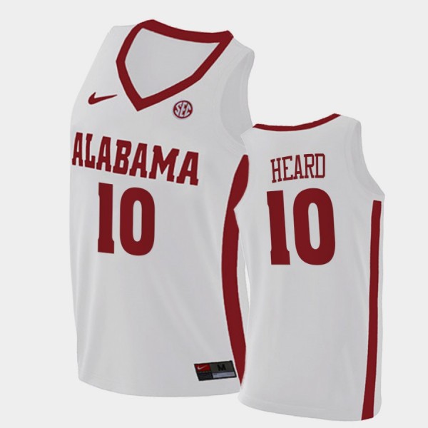 Men's Alabama Crimson Tide College Basketball White Delaney Heard #10 2021 Swingman Jersey 819065-852
