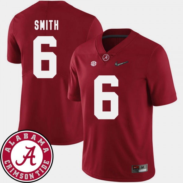 Men's Alabama Crimson Tide College Football Crimson DeVonta Smith #6 2018 SEC Patch Jersey 999259-278