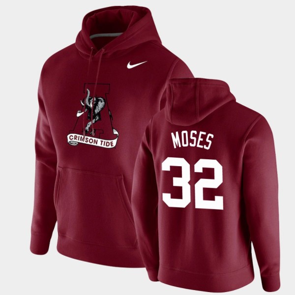 Men's Alabama Crimson Tide Vintage School Logo Crimson Dylan Moses #32 Pullover Hoodie 366943-893