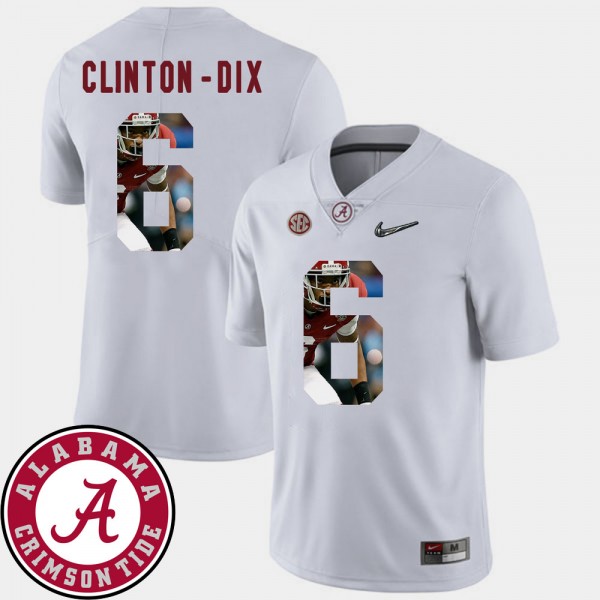 Men's Alabama Crimson Tide Pictorial Fashion White Ha Ha Clinton-Dix #6 Football Jersey 156981-690