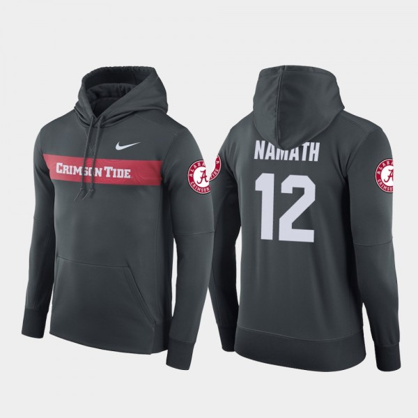 Men's Alabama Crimson Tide Sideline Seismic Anthracite Joe Namath #12 Football Performance Hoodie 502547-179