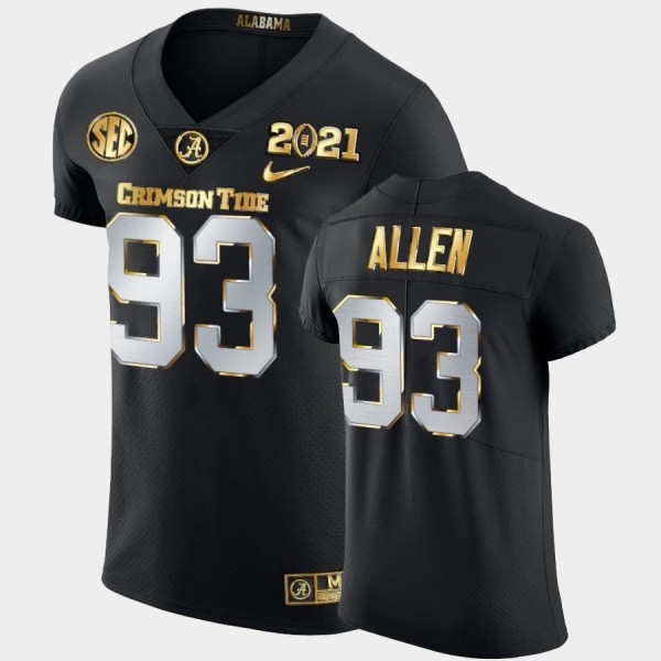 Men's Alabama Crimson Tide 2021 National Championship Black Jonathan Allen #93 Golden Edition Jersey 510894-202
