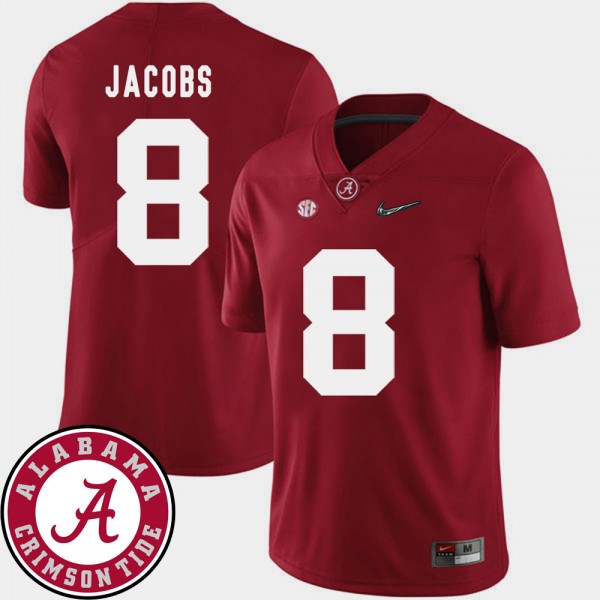 Men's Alabama Crimson Tide College Football Crimson Josh Jacobs #8 2018 SEC Patch Jersey 508100-793