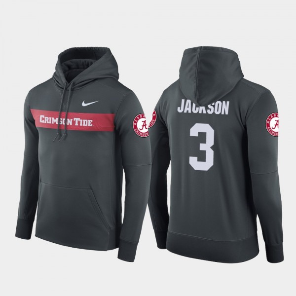 Men's Alabama Crimson Tide Sideline Seismic Anthracite Kareem Jackson #3 Football Performance Hoodie 615615-291