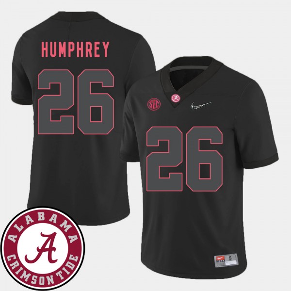 Men's Alabama Crimson Tide College Football Black Marlon Humphrey #26 2018 SEC Patch Jersey 354414-354