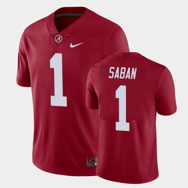 Men's Alabama Crimson Tide Limited Crimson Nick Saban #1 Jersey 586391-571