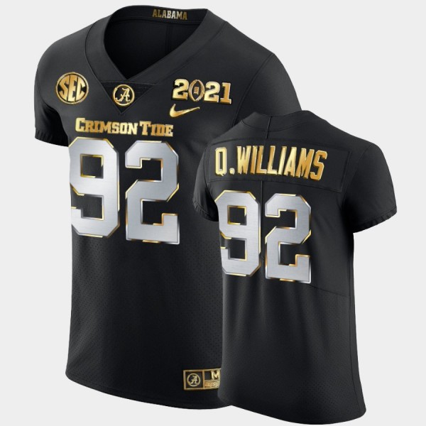 Men's Alabama Crimson Tide 2021 National Championship Black Quinnen Williams #92 Golden Edition Jersey 555255-258
