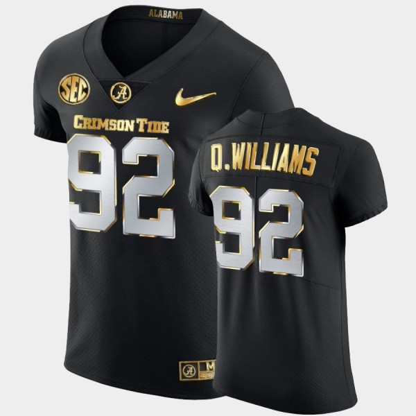 Men's Alabama Crimson Tide Golden Edition Black Quinnen Williams #92 2020-21 Authentic Jersey 143103-839