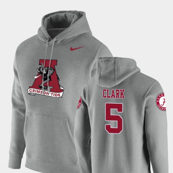Men's Alabama Crimson Tide Vault Logo Club Heathered Gray Ronnie Clark #5 Pullover Hoodie 761167-707