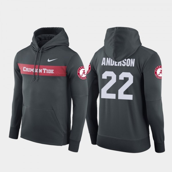 Men's Alabama Crimson Tide Sideline Seismic Anthracite Ryan Anderson #22 Football Performance Hoodie 446228-575