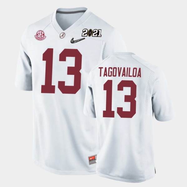 Youth Alabama Crimson Tide 2021 National Championship White Tua Tagovailoa #13 Replica Jersey 708850-880